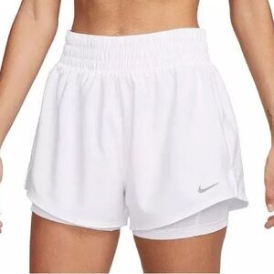 NWOT Nike Dri-FIT One Women's High-Waisted 3" 2-in-1 Shorts (White)